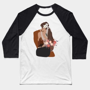 A Beautiful fashionable girl with hair flowers | Positivity Baseball T-Shirt